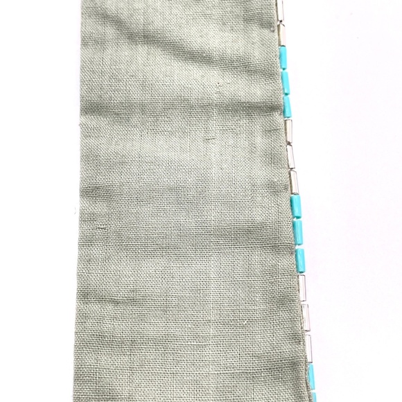 Nepalese NWT Turquoise Silver Glass Hand Beaded Boho Chic Tribal Necklace - Picture 5 of 10